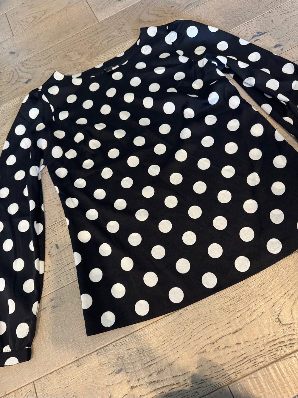 Ann Taylor Polka Dot Long Sleeve Top